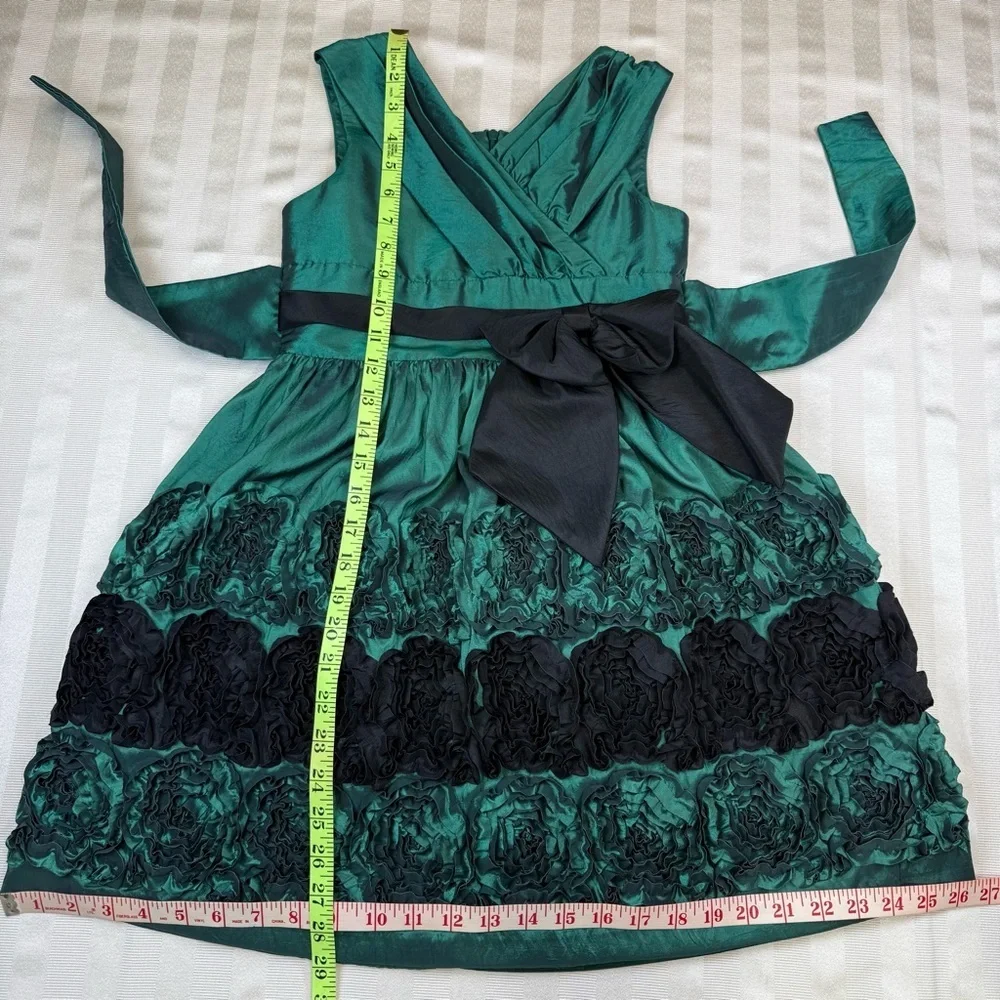 Bonnie Jean Emerald Green Black Girls Sz 10 Wedding Formal Party Dress Fit&Flare